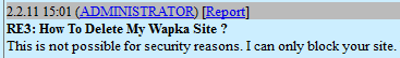 how to delete wapka site