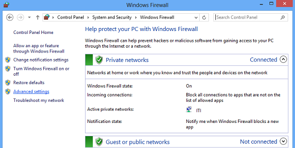 firewall advanced settings