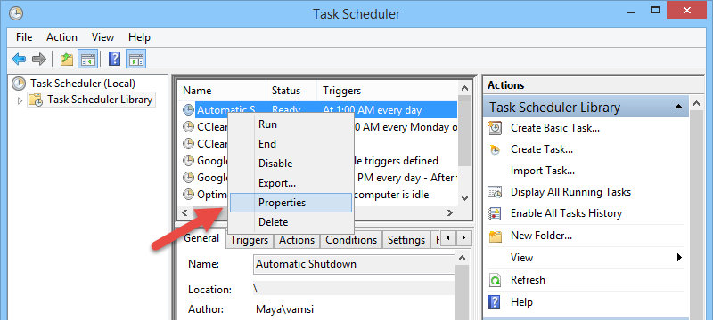 task properties