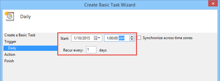 task starting date and time