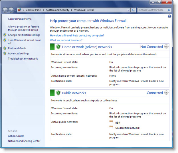 window 7 firewall